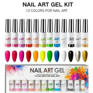 Nail Art Gel Polish Liner UV/LED, Paintin Drawing,Set of 12pcs.